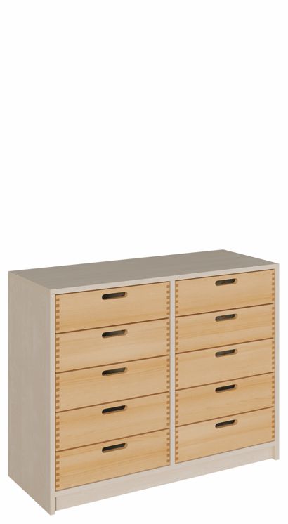 K Schrank 80 x 102 cm, 10 Massivholzschübe